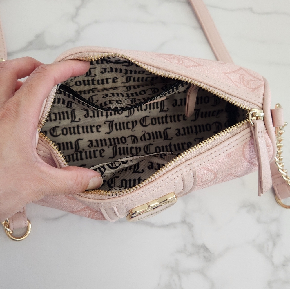 Juicy Couture Pink Clay Heart Accent Crossbody Shoulder Bag - Picture 14 of 15